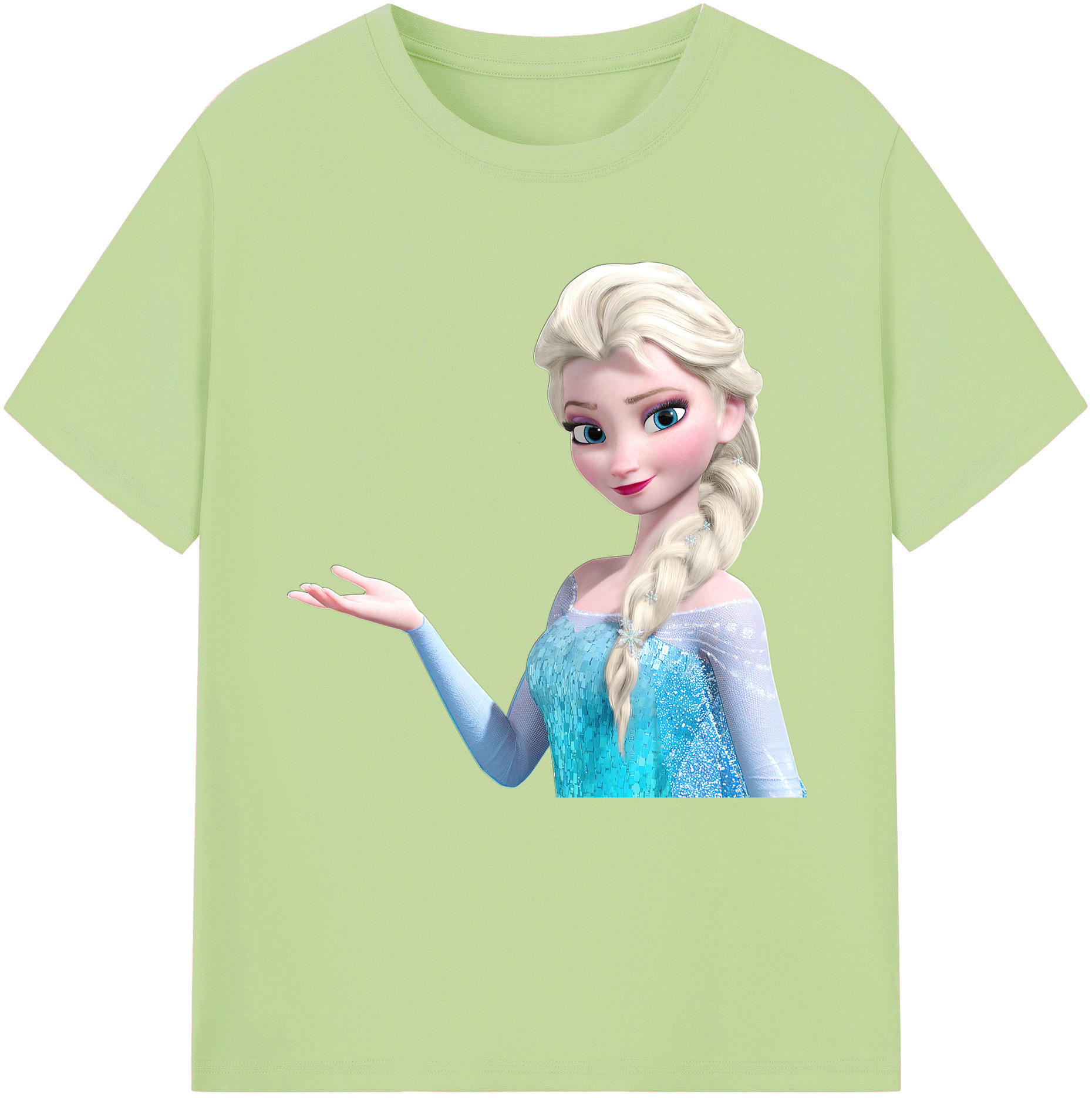 （画像用） アナと雪の女王 アンナ エルサ Frozen Anna Elsa 綿100％半袖Tシャツ（フロントプリント）